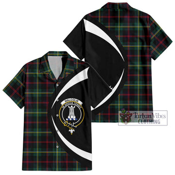 Malcolm Modern Tartan Short Sleeve Button Up with Family Crest Circle Style