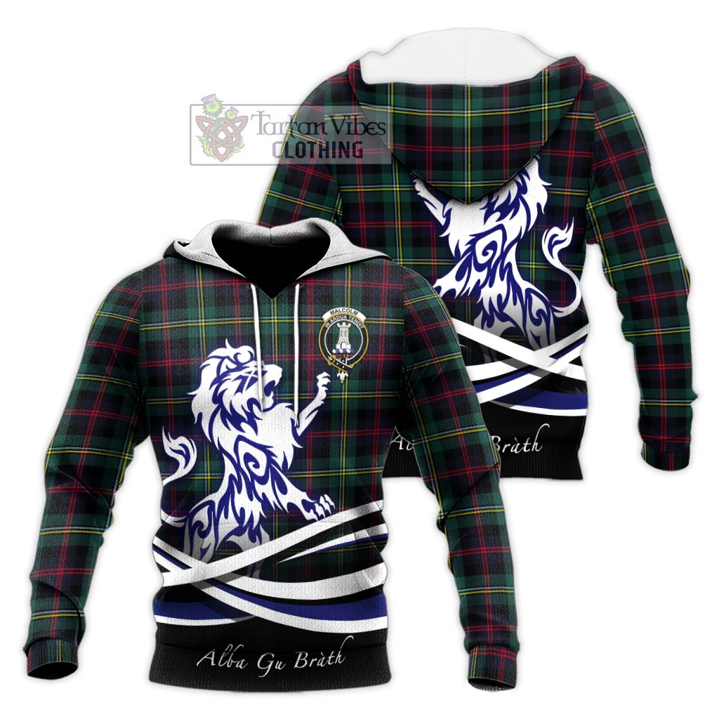 Tartan Vibes Clothing Malcolm Modern Tartan Knitted Hoodie with Alba Gu Brath Regal Lion Emblem