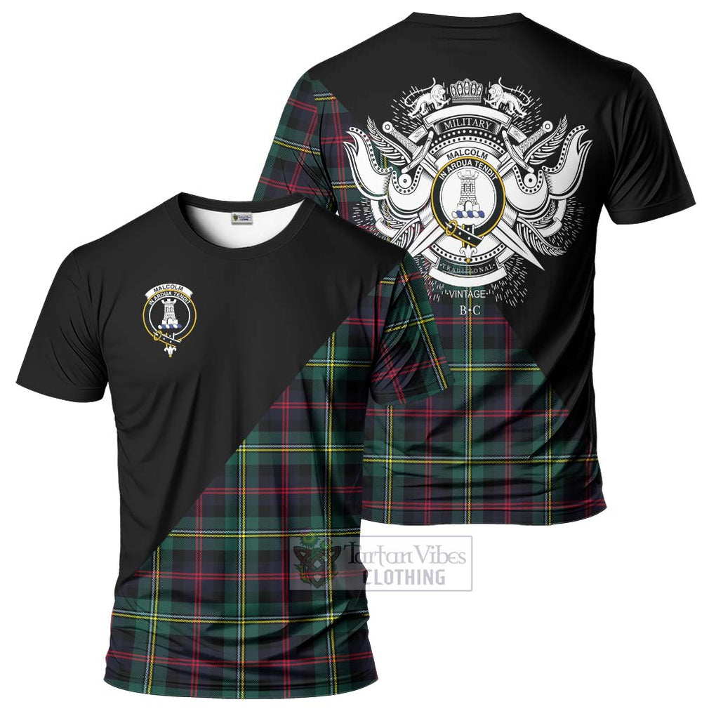 Malcolm Modern Tartan T-Shirt with Family Crest and Military Logo Style Kid's Shirt - Tartanvibesclothing Shop