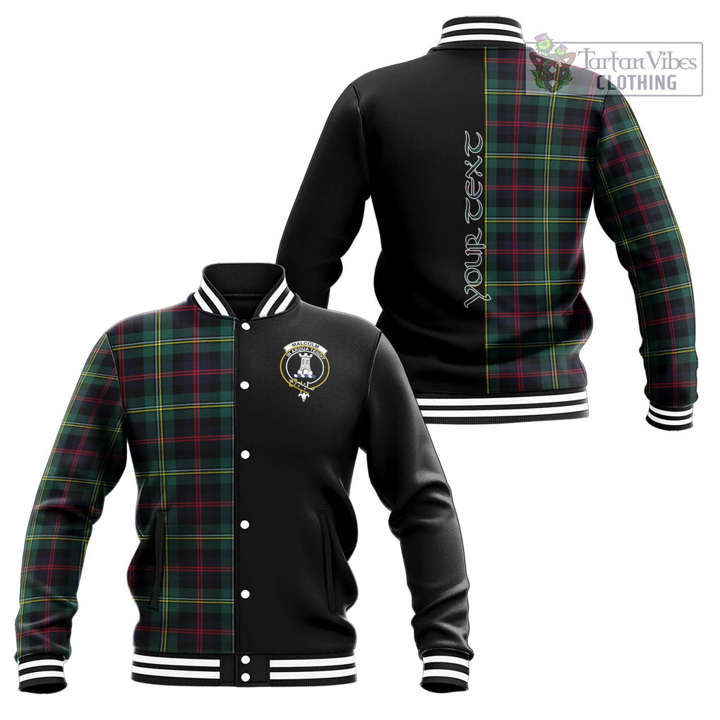 Malcolm Modern Tartan Baseball Jacket with Family Crest and Half Of Me Style Unisex - Tartanvibesclothing Shop