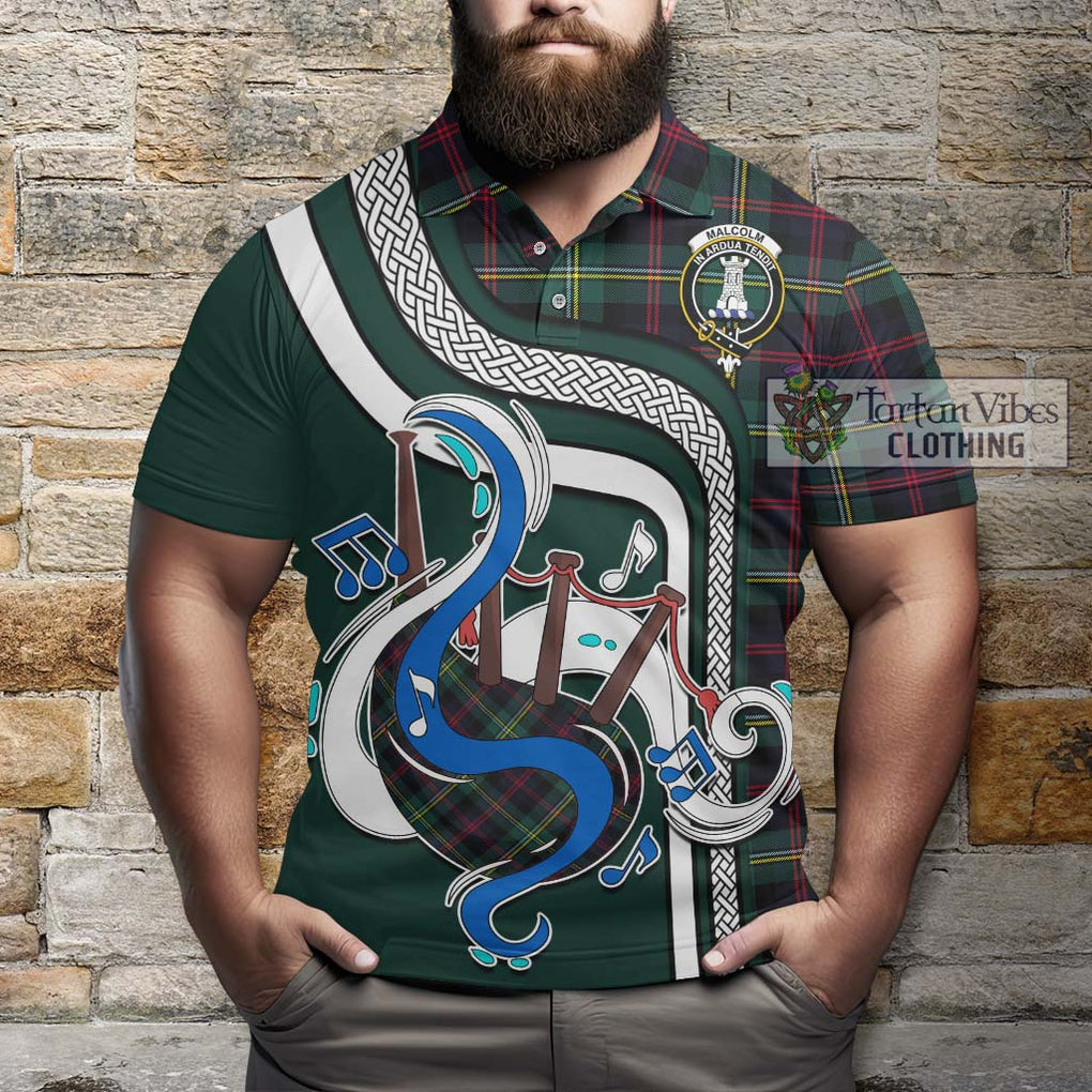 Tartan Vibes Clothing Malcolm Modern Tartan Polo Shirt with Epic Bagpipe Style