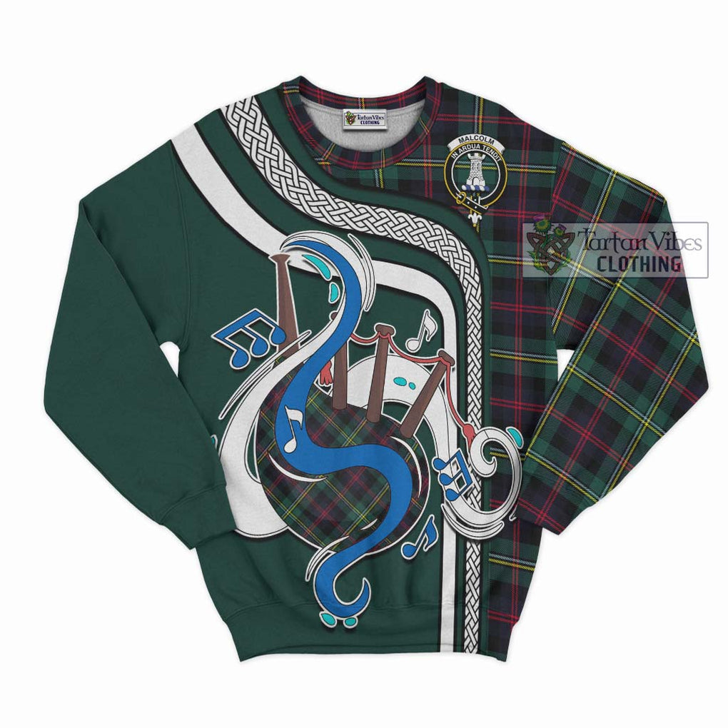 Tartan Vibes Clothing Malcolm Modern Tartan Sweatshirt with Epic Bagpipe Style