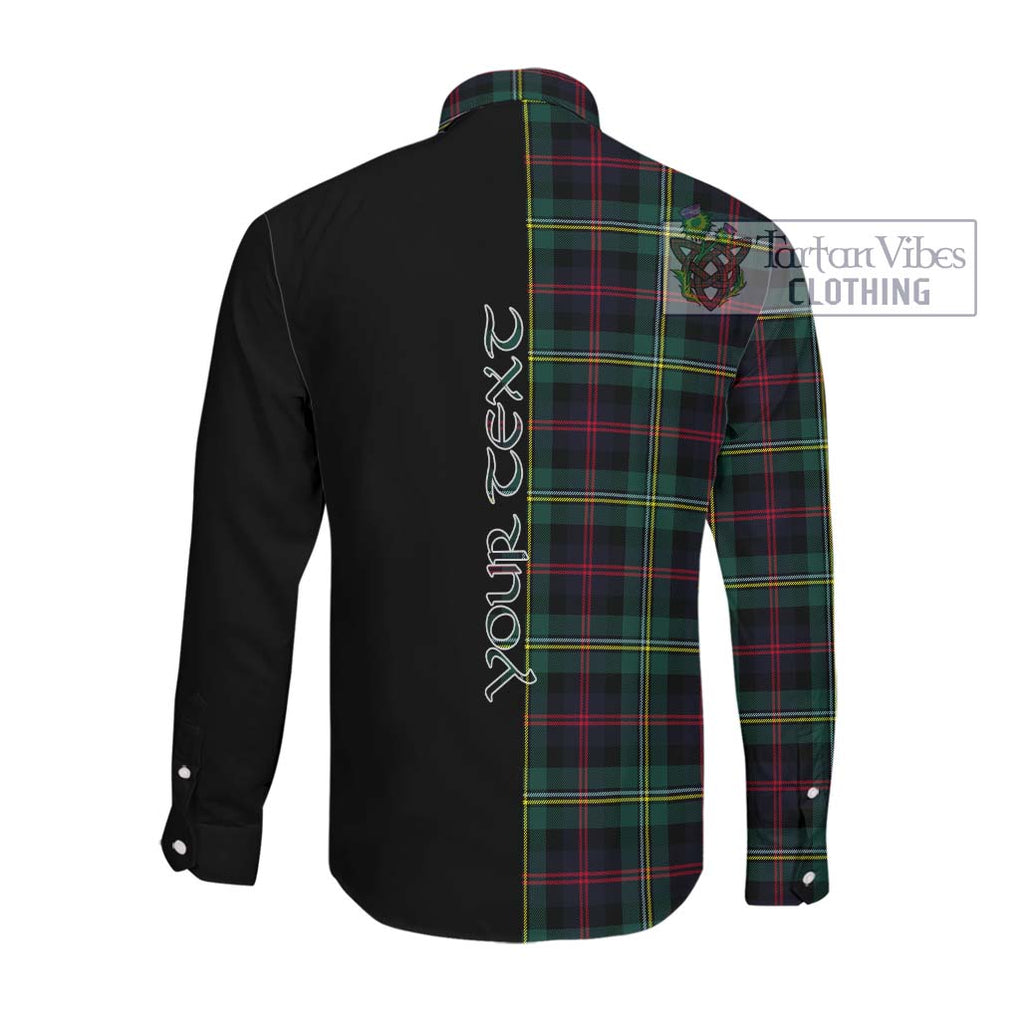 Malcolm Modern Tartan Long Sleeve Button Shirt with Family Crest and Half Of Me Style Men's Shirt - Tartanvibesclothing Shop