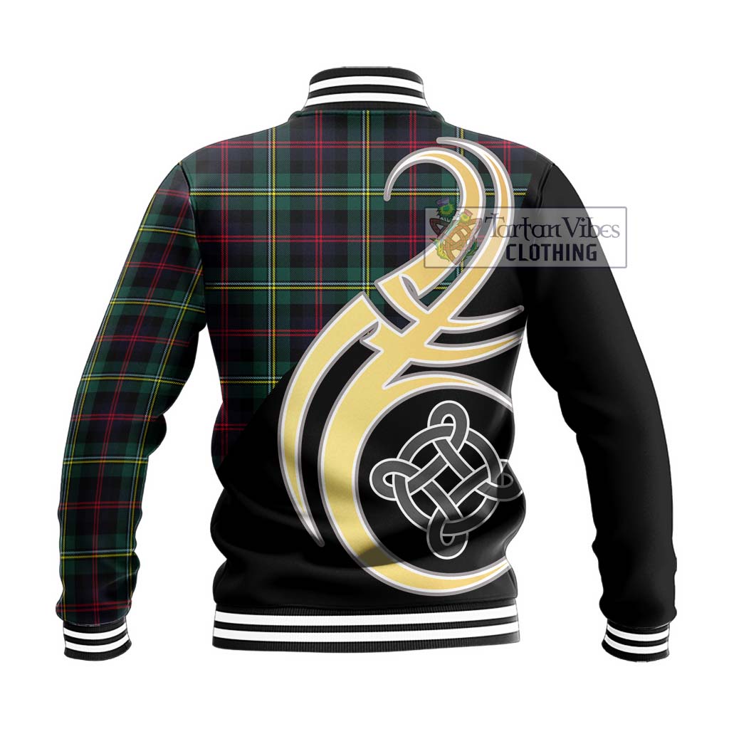 Tartan Vibes Clothing Malcolm Modern Tartan Baseball Jacket with Family Crest and Celtic Symbol Style