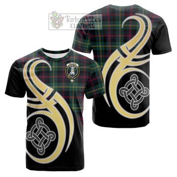 Malcolm Modern Tartan Cotton T-shirt with Family Crest and Celtic Symbol Style