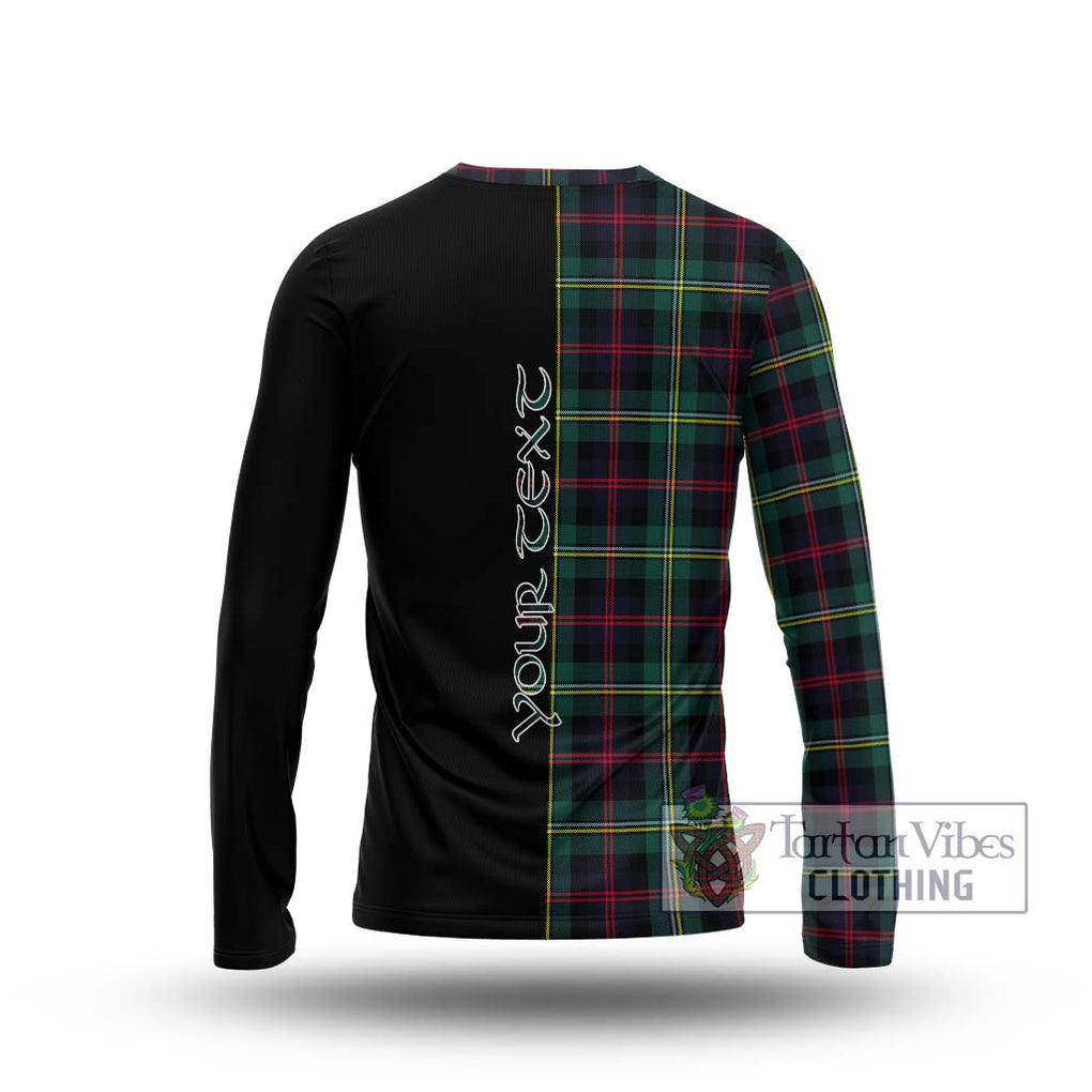 Malcolm Modern Tartan Long Sleeve T-Shirt with Family Crest and Half Of Me Style - Tartanvibesclothing Shop