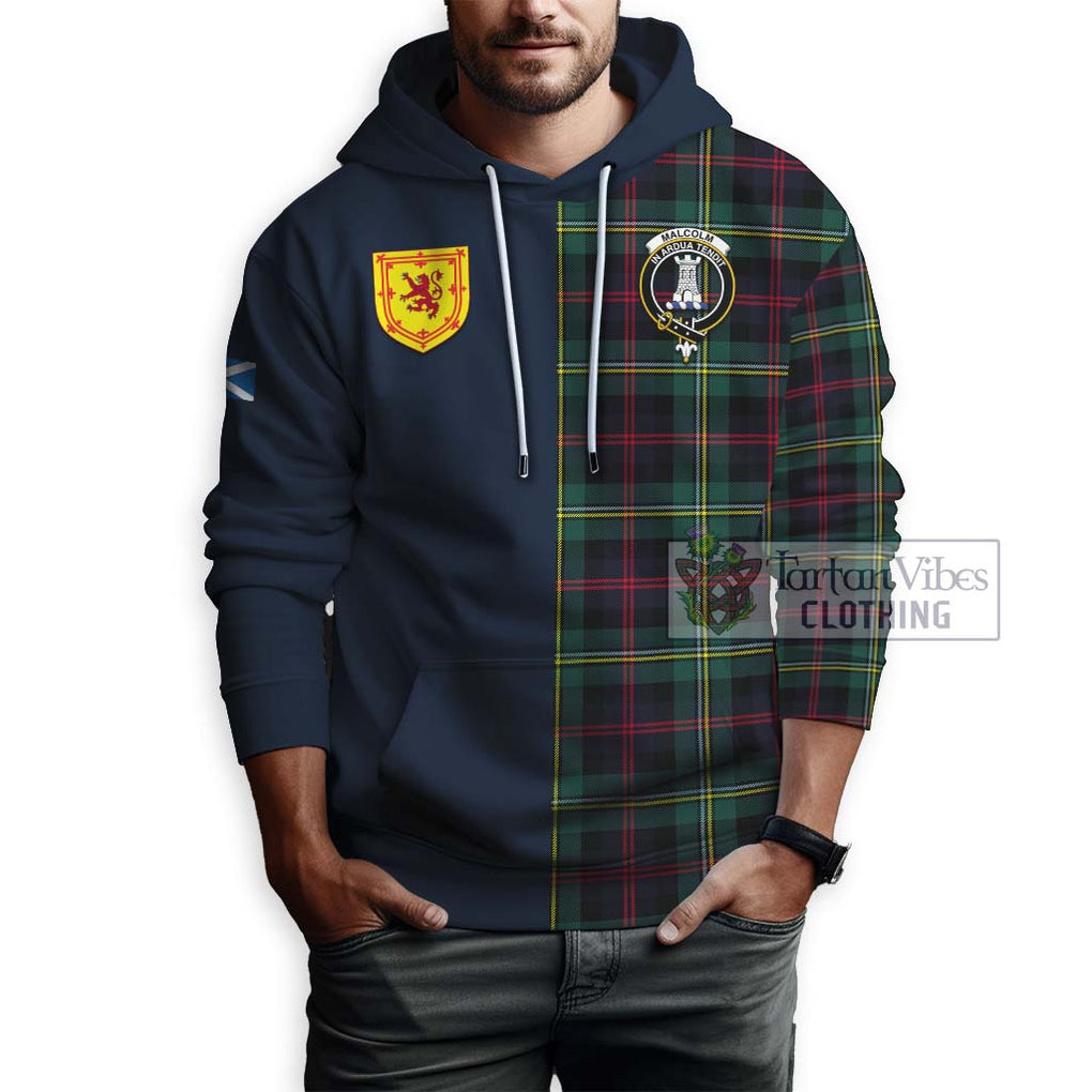 Tartan Vibes Clothing Malcolm Modern Tartan Hoodie with Scottish Lion Royal Arm Half Style