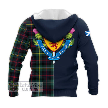 Malcolm Modern Tartan Knitted Hoodie Alba with Scottish Lion Royal Arm Half Style