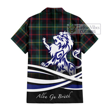 Malcolm Modern Tartan Short Sleeve Button Shirt with Alba Gu Brath Regal Lion Emblem