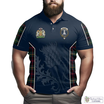 Malcolm Modern Tartan Men's Polo Shirt with Family Crest and Scottish Thistle Vibes Sport Style
