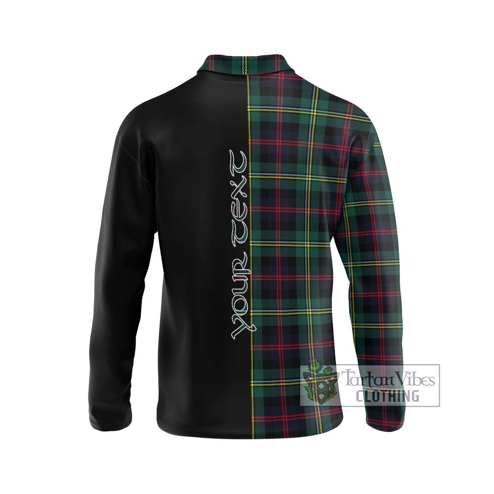 Malcolm Modern Tartan Long Sleeve Polo Shirt with Family Crest and Half Of Me Style - Tartanvibesclothing Shop