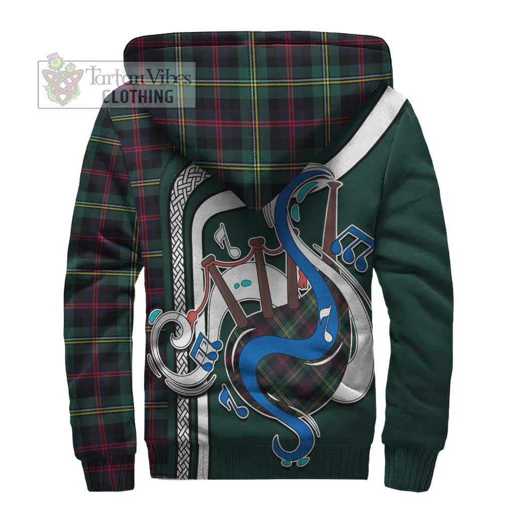 Malcolm Modern Tartan Sherpa Hoodie with Epic Bagpipe Style - Tartanvibesclothing Shop