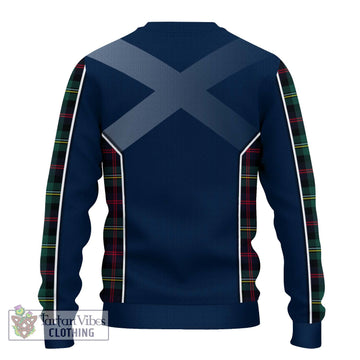 Malcolm Modern Tartan Knitted Sweater with Family Crest and Lion Rampant Vibes Sport Style