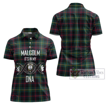 Malcolm Modern Tartan Women's Polo Shirt with Family Crest DNA In Me Style