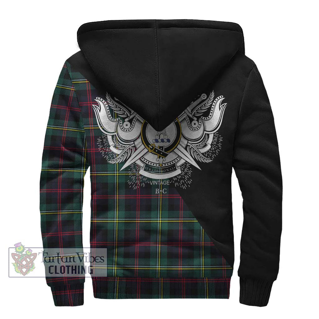 Malcolm Modern Tartan Sherpa Hoodie with Family Crest and Military Logo Style - Tartanvibesclothing Shop