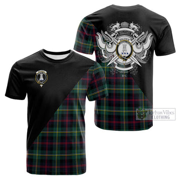 Malcolm Modern Tartan Cotton T-shirt with Family Crest and Military Logo Style