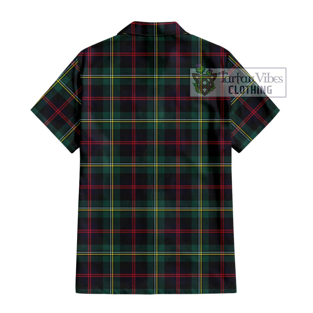 Malcolm Modern Tartan Short Sleeve Button Shirt with Family Crest DNA In Me Style - Tartanvibesclothing Shop