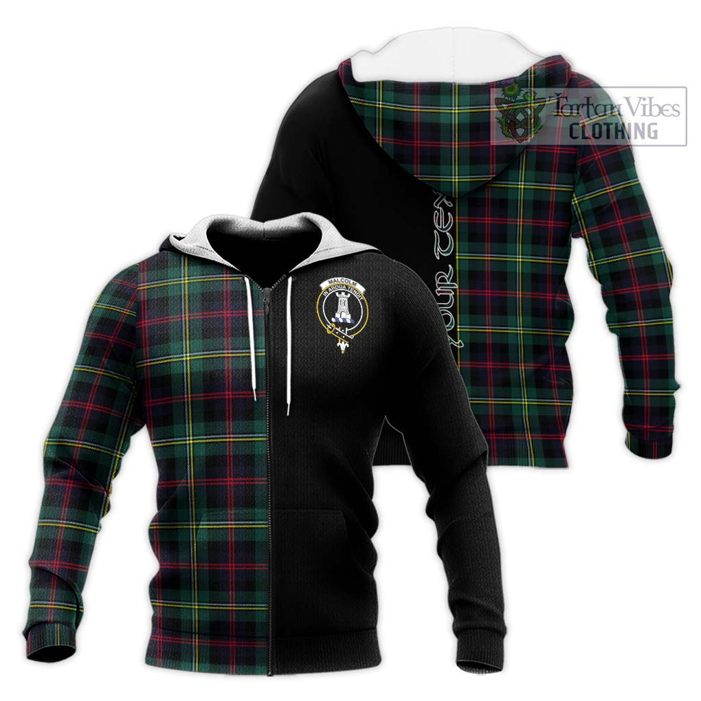 Malcolm Modern Tartan Knitted Hoodie with Family Crest and Half Of Me Style Unisex Knitted Zip Hoodie - Tartanvibesclothing Shop