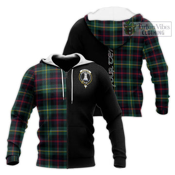 Malcolm Modern Tartan Knitted Hoodie with Family Crest and Half Of Me Style