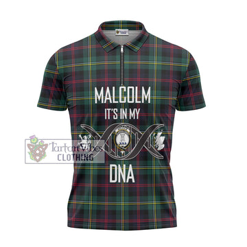 Malcolm Modern Tartan Zipper Polo Shirt with Family Crest DNA In Me Style