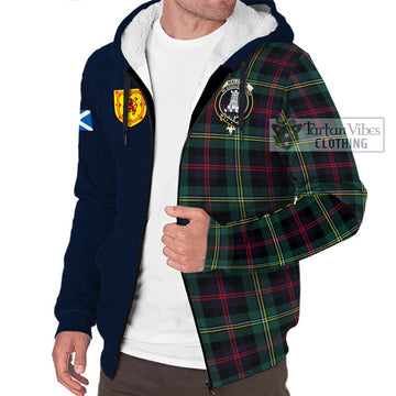 Malcolm Modern Tartan Sherpa Hoodie Alba with Scottish Lion Royal Arm Half Style