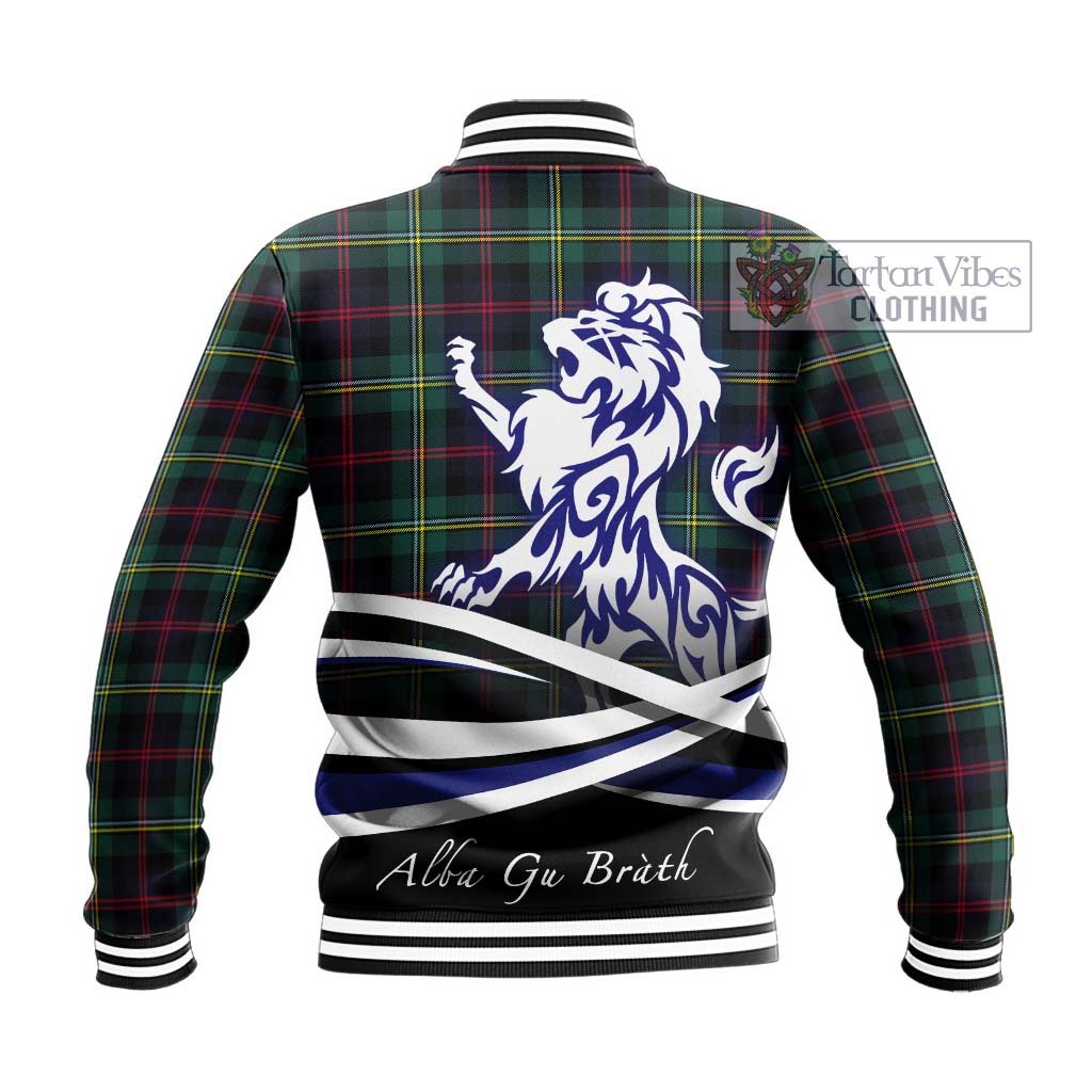 Tartan Vibes Clothing Malcolm Modern Tartan Baseball Jacket with Alba Gu Brath Regal Lion Emblem