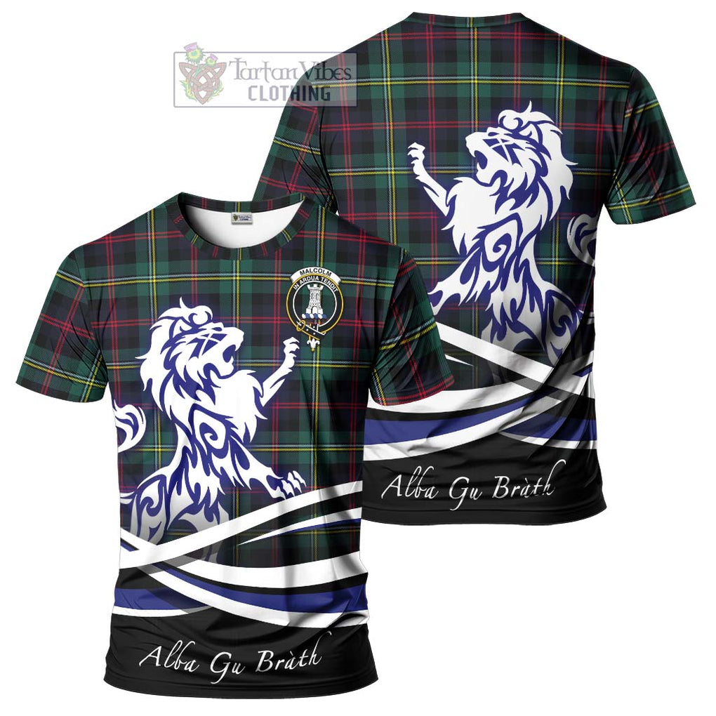 Tartan Vibes Clothing Malcolm Modern Tartan Cotton T-shirt with Alba Gu Brath Regal Lion Emblem