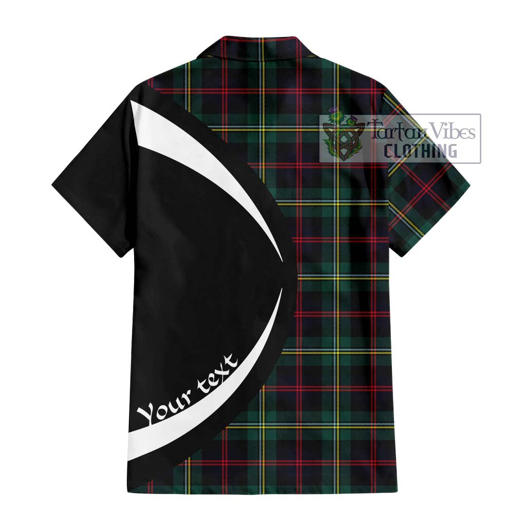 Malcolm Modern Tartan Short Sleeve Button Up with Family Crest Circle Style - Tartan Vibes Clothing