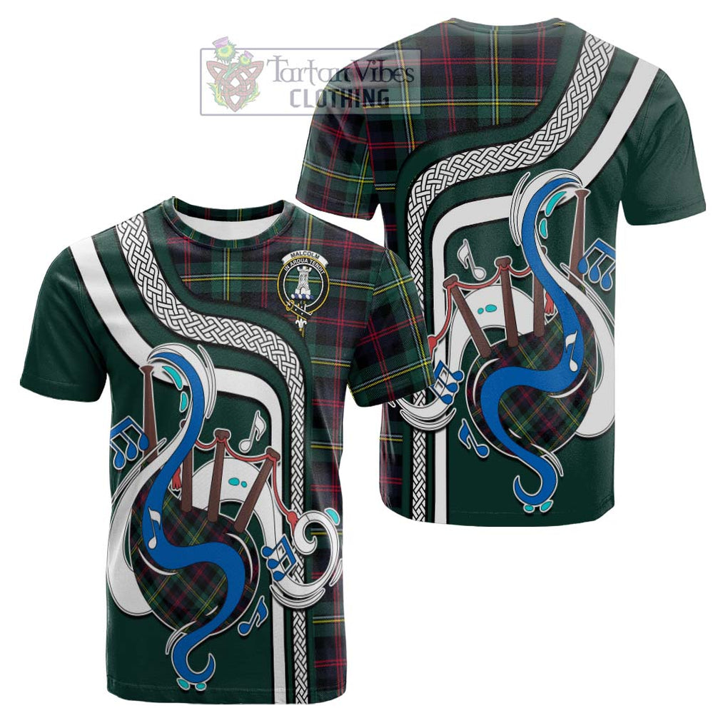 Tartan Vibes Clothing Malcolm Modern Tartan Cotton T-shirt with Epic Bagpipe Style