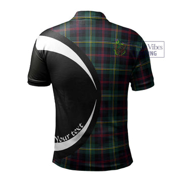 Malcolm Modern Tartan Men's Polo Shirt with Family Crest Circle Style