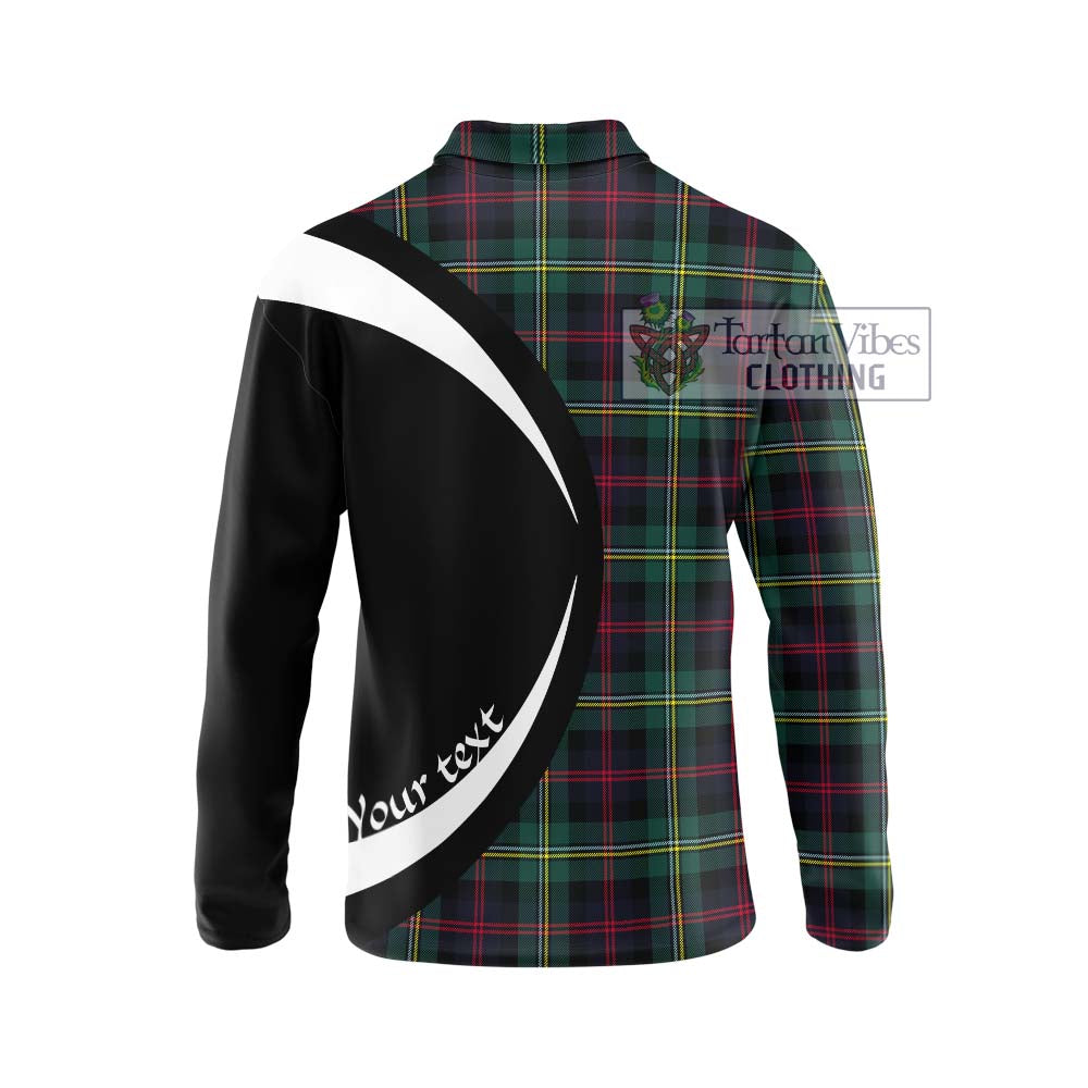 Malcolm Modern Tartan Long Sleeve Polo Shirt with Family Crest Circle Style - Tartan Vibes Clothing