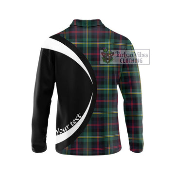 Malcolm Modern Tartan Long Sleeve Polo Shirt with Family Crest Circle Style