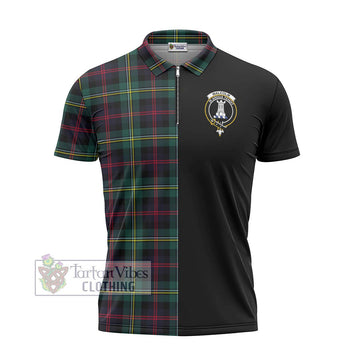 Malcolm Modern Tartan Zipper Polo Shirt with Family Crest and Half Of Me Style