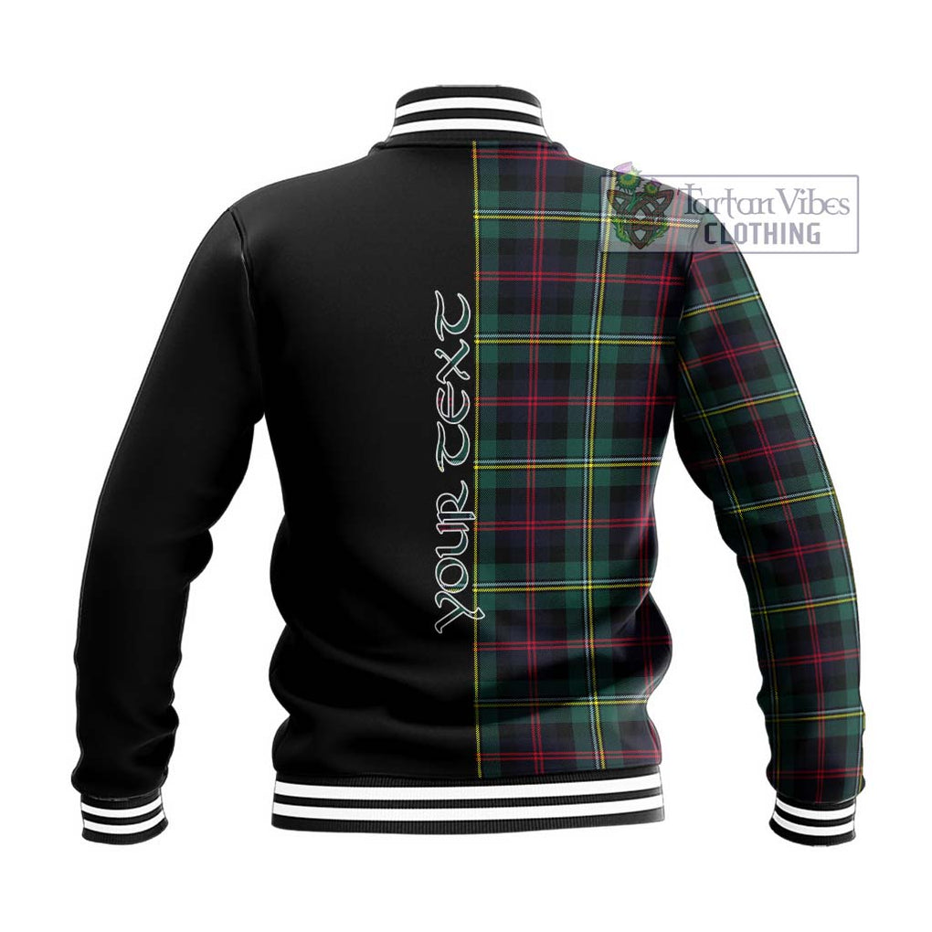 Malcolm Modern Tartan Baseball Jacket with Family Crest and Half Of Me Style - Tartanvibesclothing Shop