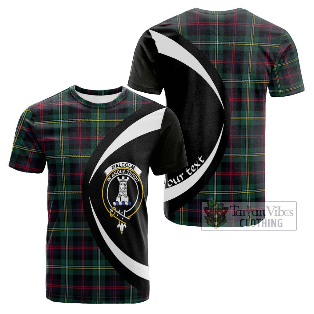 Tartan Vibes Clothing Malcolm Modern Tartan Cotton T-shirt with Family Crest Circle Style