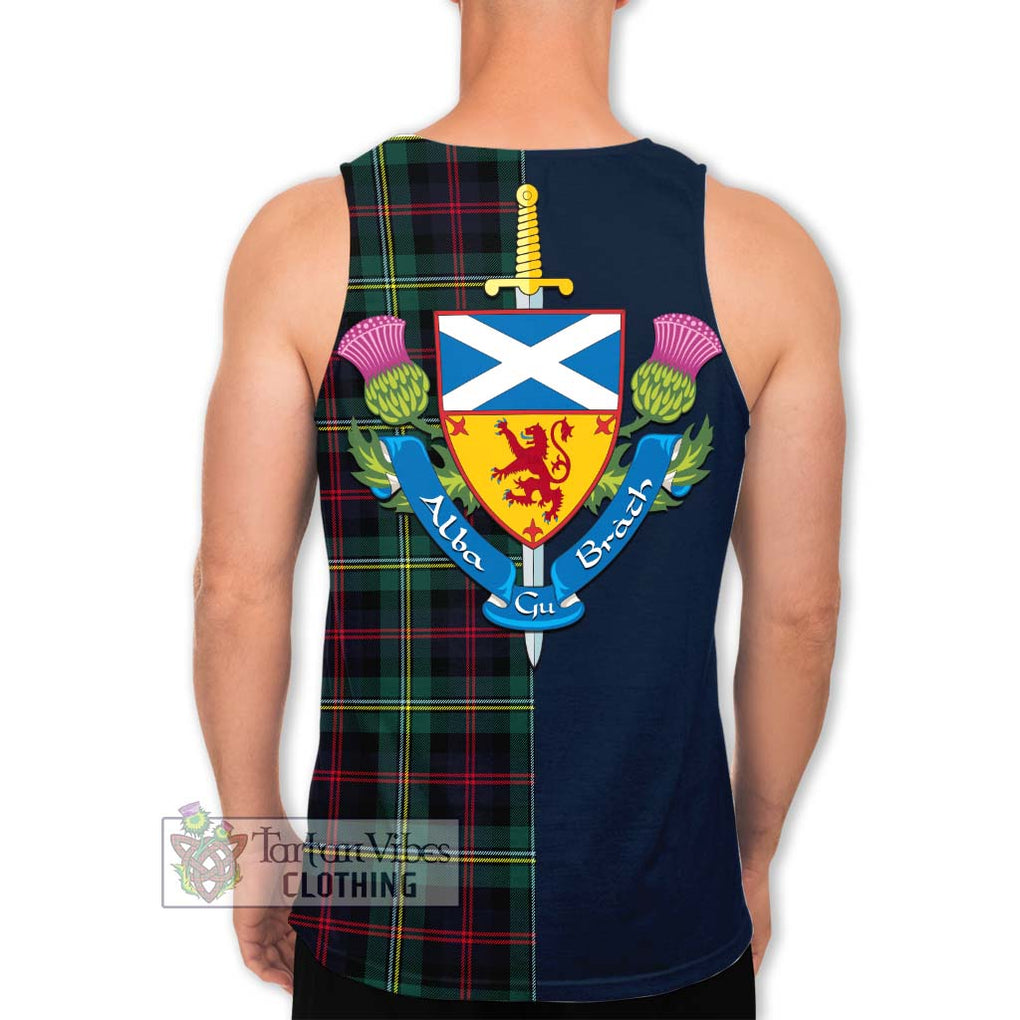 Tartan Vibes Clothing Malcolm Modern Tartan Men's Tank Top with Scottish Lion Royal Arm Half Style