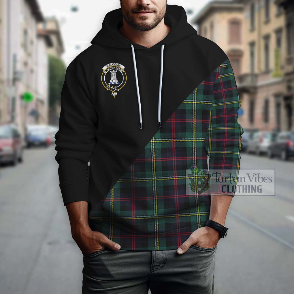 Malcolm Modern Tartan Hoodie with Family Crest and Military Logo Style - Tartanvibesclothing Shop