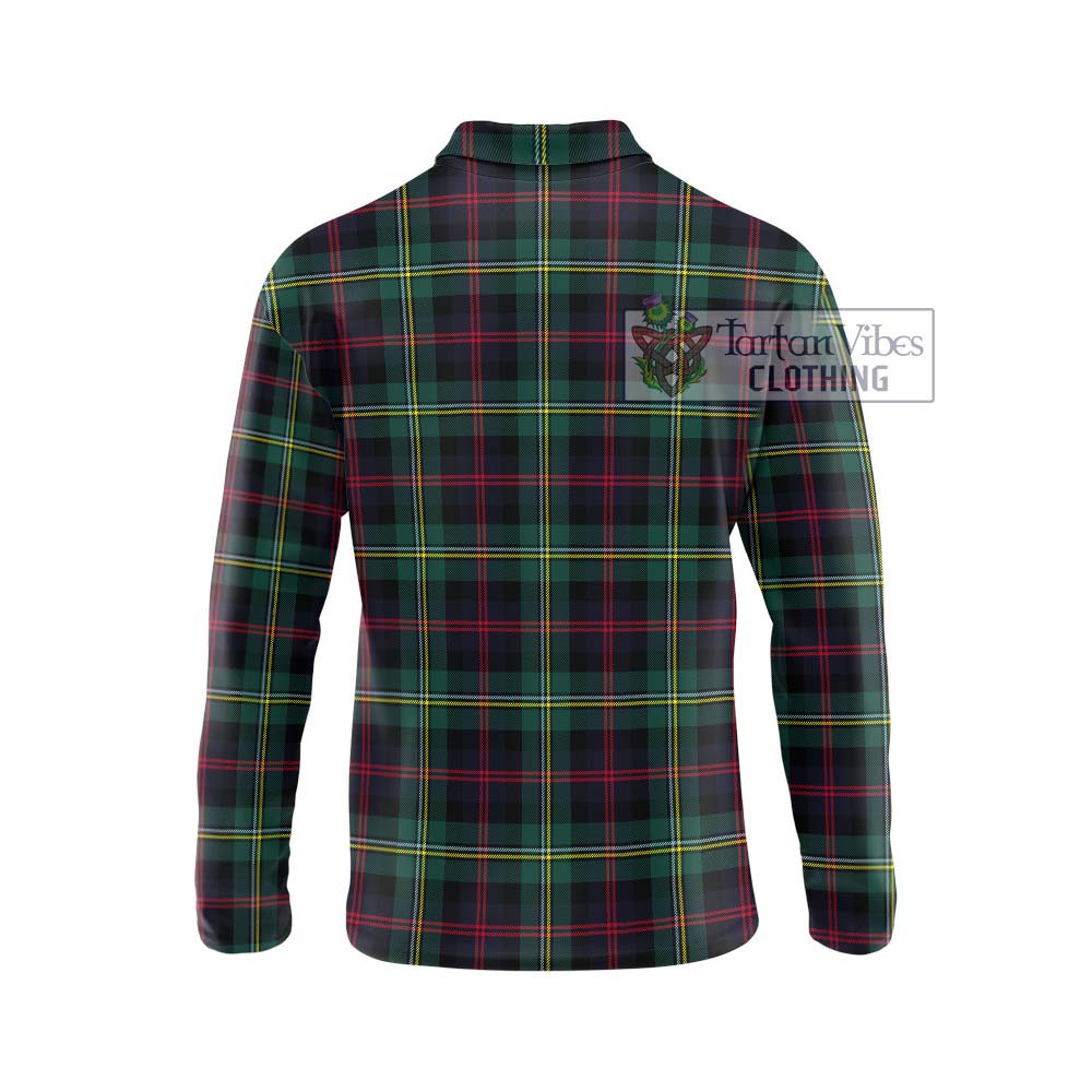 Malcolm Modern Tartan Long Sleeve Polo Shirt with Family Crest DNA In Me Style - Tartanvibesclothing Shop