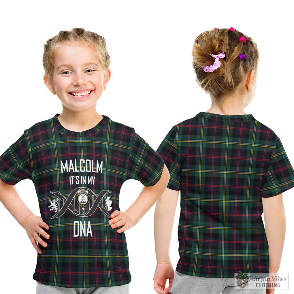 Malcolm Modern Tartan Kid T-Shirt with Family Crest DNA In Me Style - Tartanvibesclothing Shop