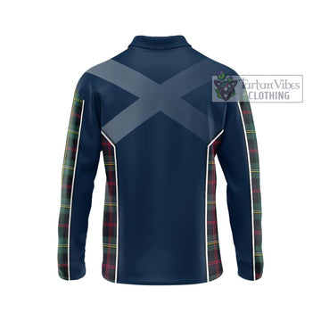 Malcolm Modern Tartan Long Sleeve Polo Shirt with Family Crest and Lion Rampant Vibes Sport Style