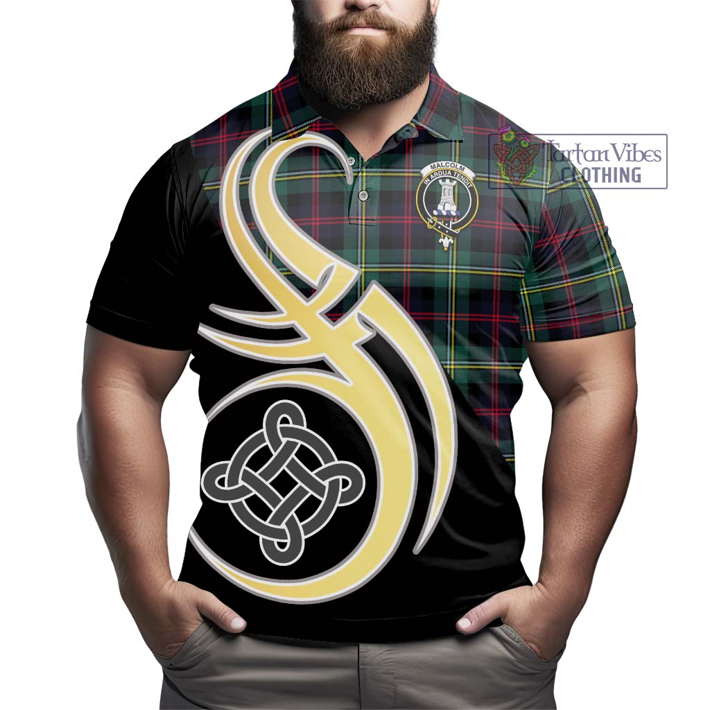 Tartan Vibes Clothing Malcolm Modern Tartan Polo Shirt with Family Crest and Celtic Symbol Style