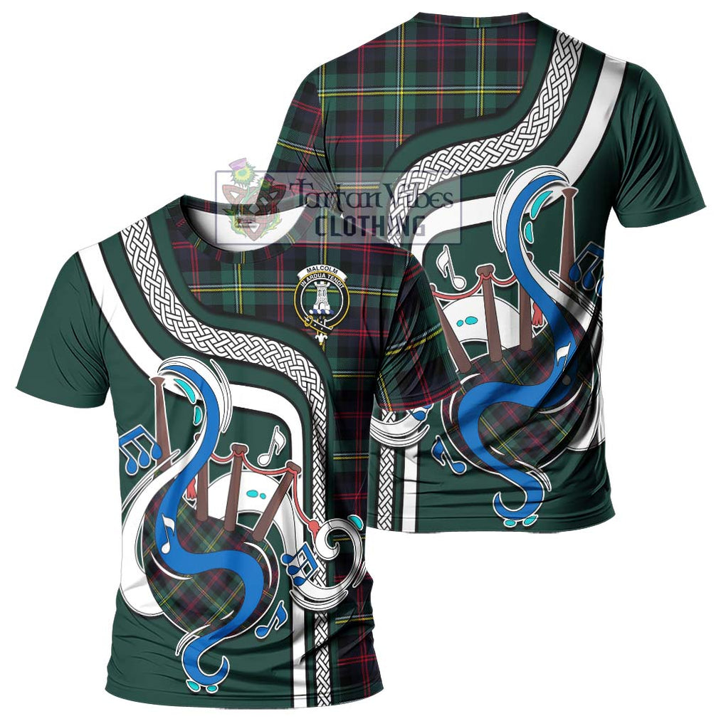 Malcolm Modern Tartan T-Shirt with Epic Bagpipe Style - Tartanvibesclothing Shop