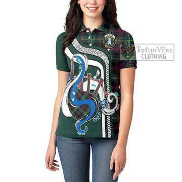 Malcolm Modern Tartan Women's Polo Shirt with Epic Bagpipe Style