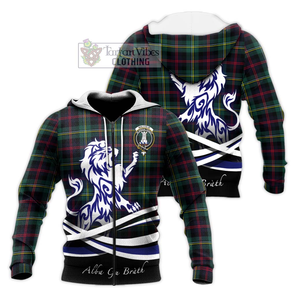 Tartan Vibes Clothing Malcolm Modern Tartan Knitted Hoodie with Alba Gu Brath Regal Lion Emblem