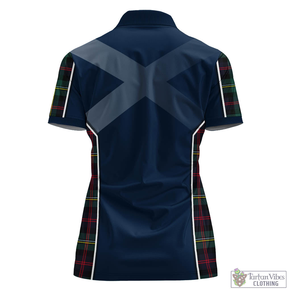 Tartan Vibes Clothing Malcolm Modern Tartan Women's Polo Shirt with Family Crest and Scottish Thistle Vibes Sport Style