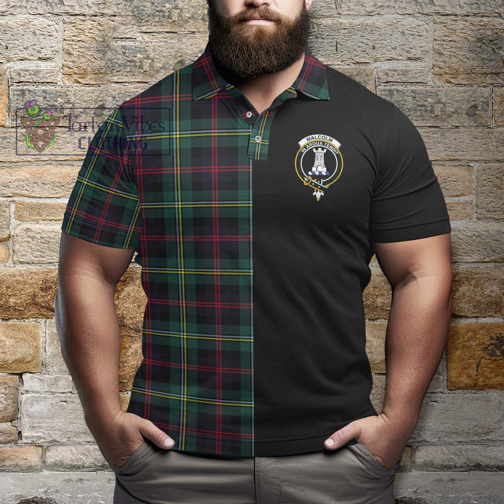 Malcolm Modern Tartan Polo Shirt with Family Crest and Half Of Me Style - Tartanvibesclothing Shop