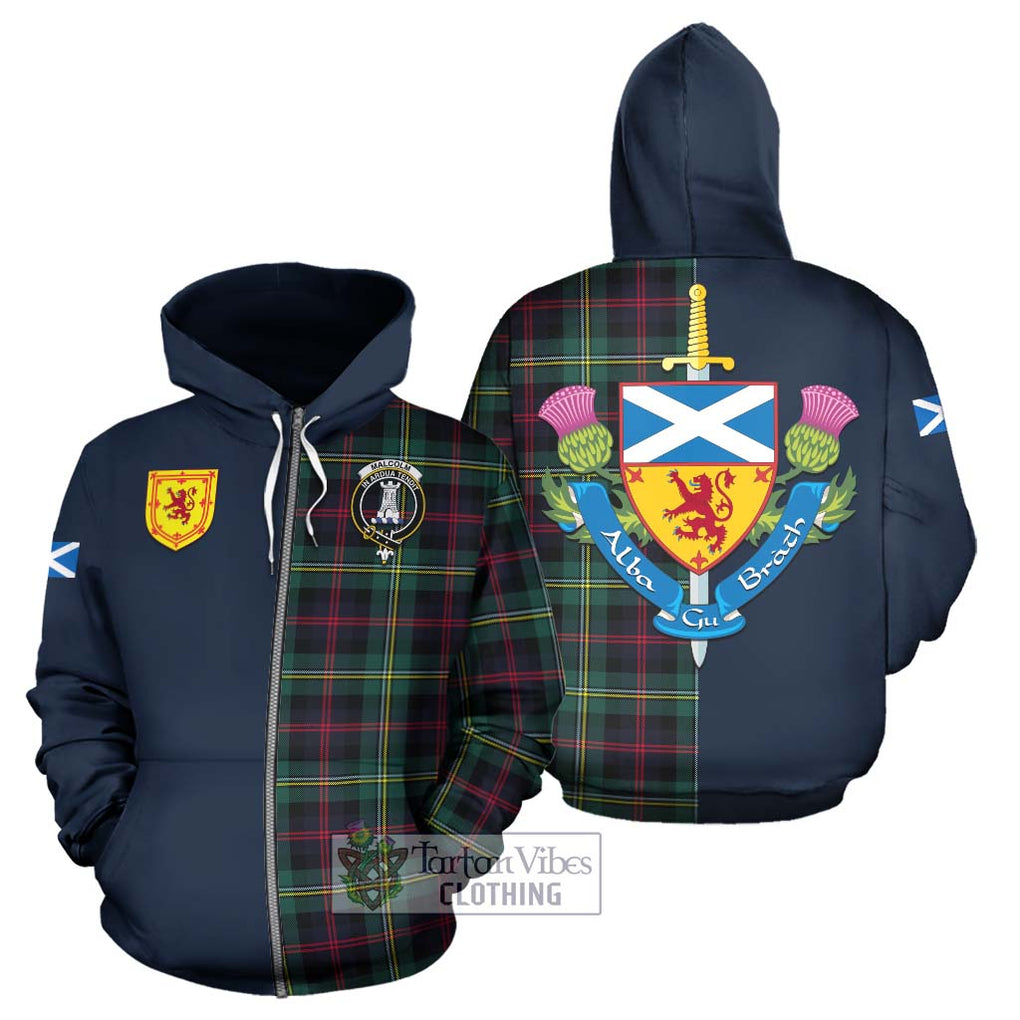 Tartan Vibes Clothing Malcolm Modern Tartan Hoodie with Scottish Lion Royal Arm Half Style