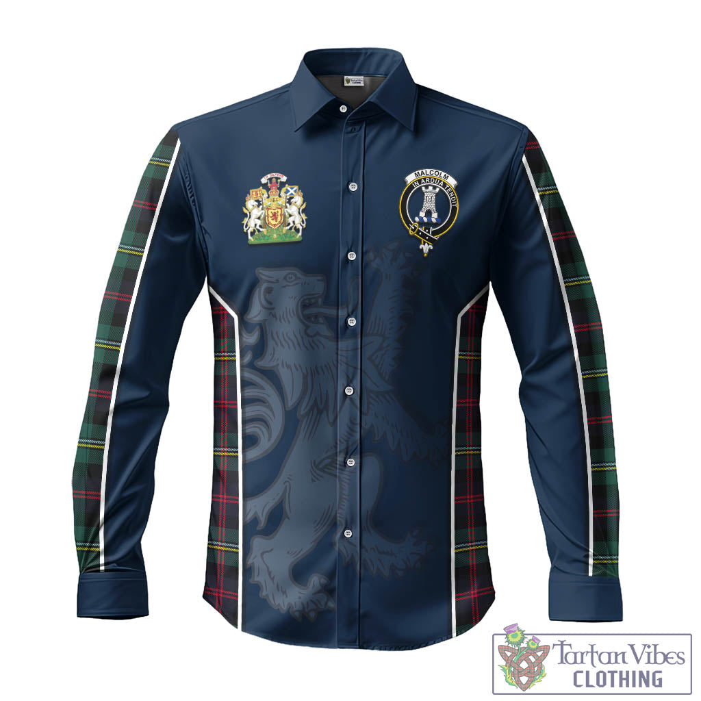 Tartan Vibes Clothing Malcolm Modern Tartan Long Sleeve Button Up Shirt with Family Crest and Lion Rampant Vibes Sport Style