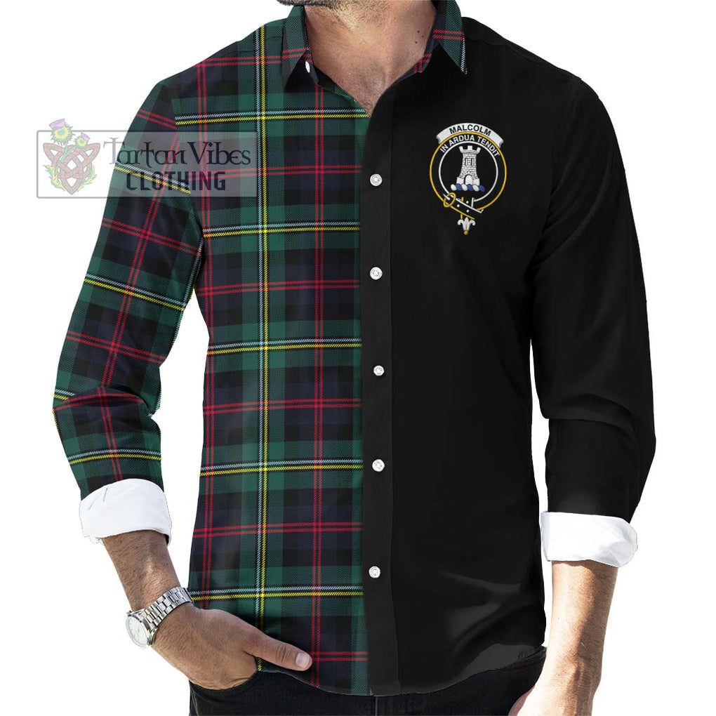 Malcolm Modern Tartan Long Sleeve Button Shirt with Family Crest and Half Of Me Style - Tartanvibesclothing Shop