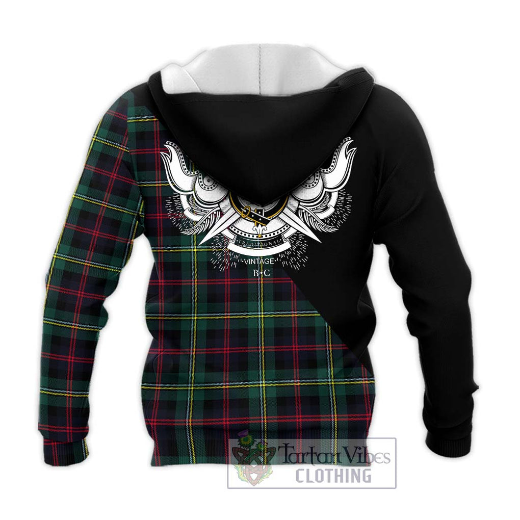 Malcolm Modern Tartan Knitted Hoodie with Family Crest and Military Logo Style - Tartanvibesclothing Shop